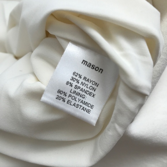 MASON WOMENS WHITE SHEATH DRESS OFF SHOULDER JERSEY MIDI NYE PARTY LARGE - Picture 7 of 9